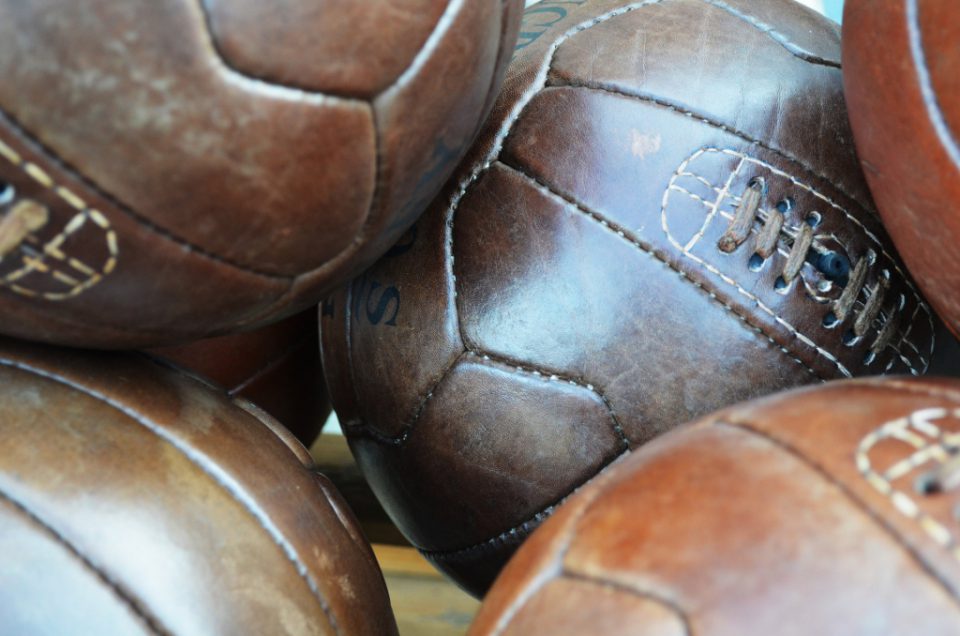 old school leather football balls